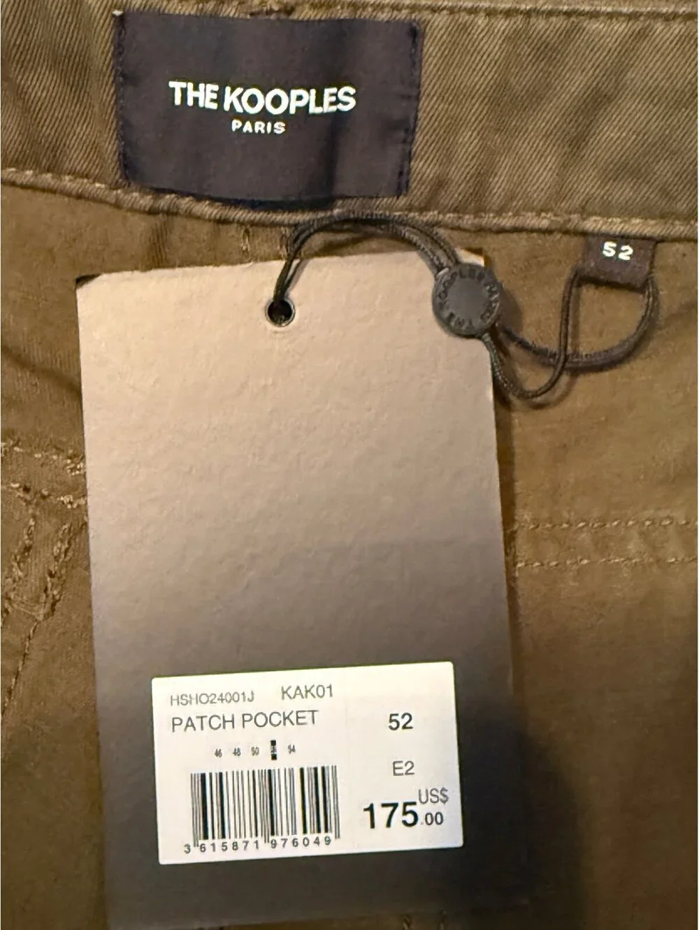 The Kooples‎ Patch Pocket Shorts Olive Green Men’s EU 52 XL NWT $175